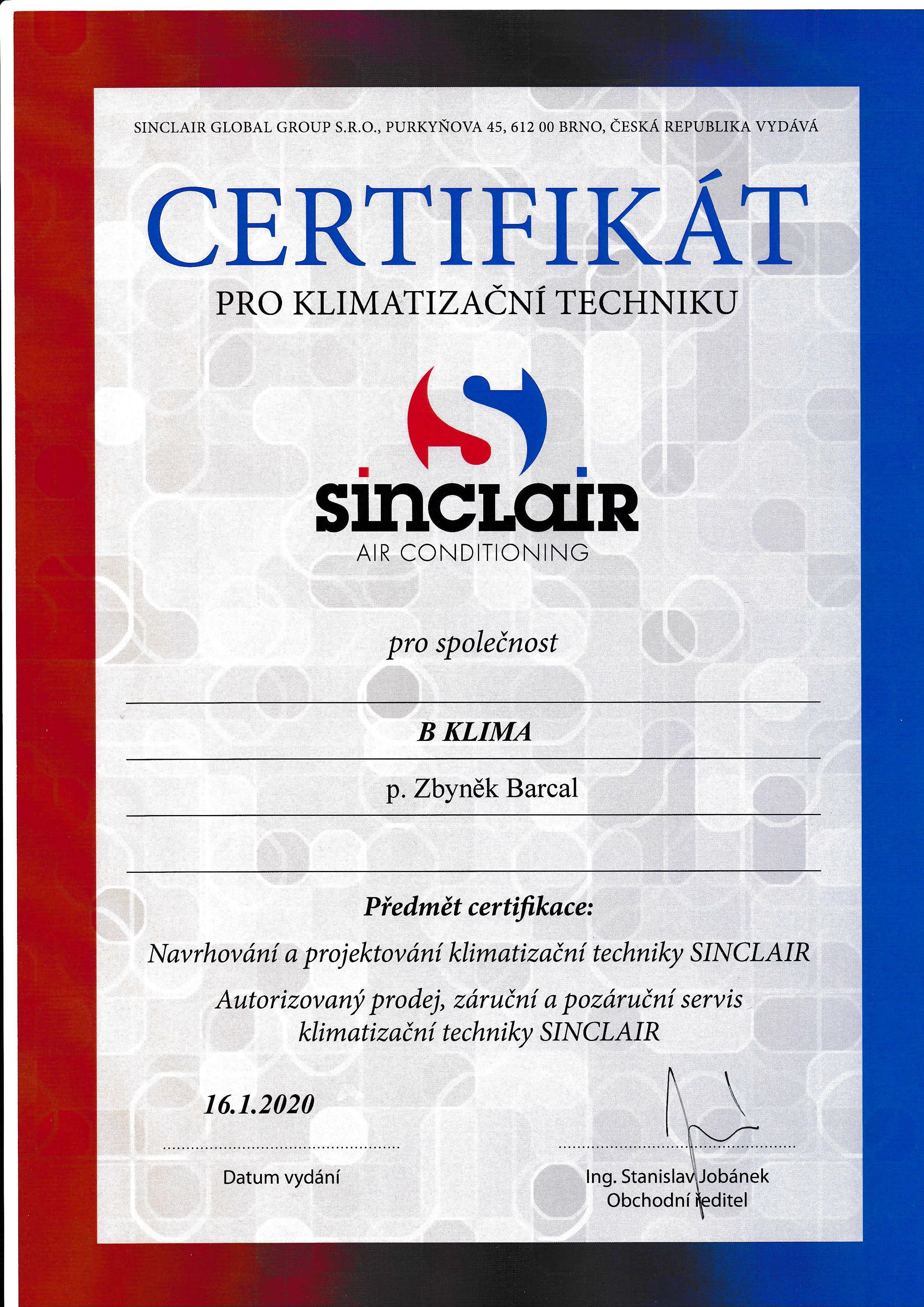 Sinclair certifikát